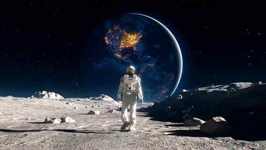 Astronauta chodzący po Księżycu - na żywo, Astronauta Ziemia Tapeta HD