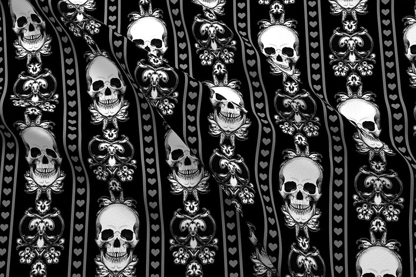 tissu avec des têtes de mort et décoration d'intérieur, motif squelette Fond d'écran HD