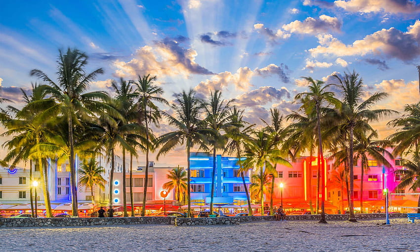 Miami Sahili Florida duvar resmi HD duvar kağıdı