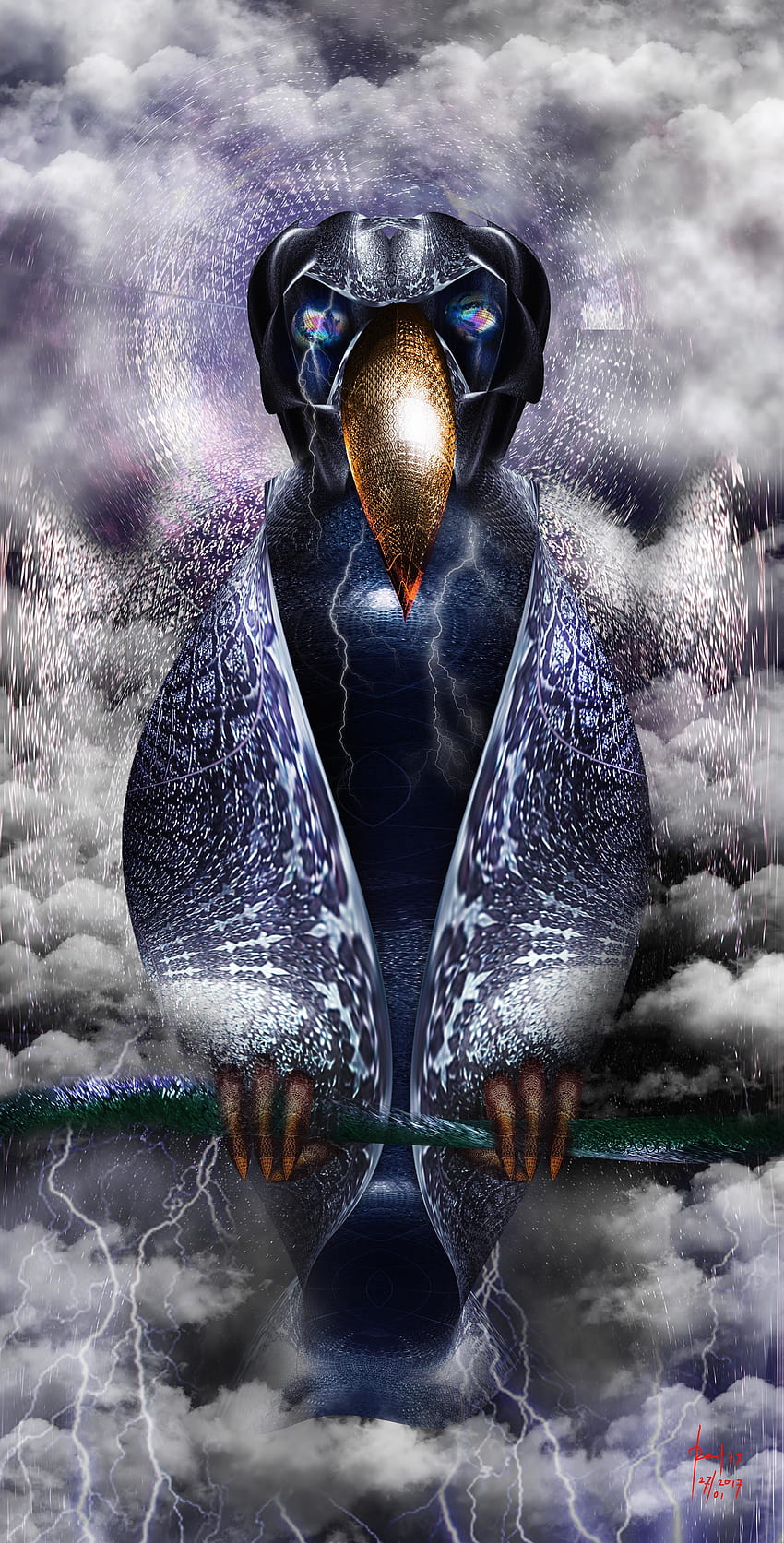 Art, Clouds, Raven, Surrealism HD phone wallpaper