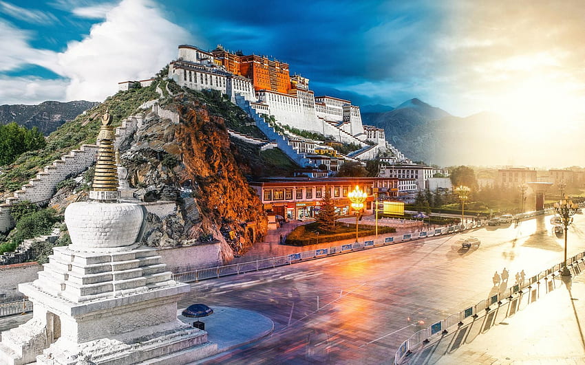 Дворецът Лхаса Потала, туристически атракции в Китай HD тапет
