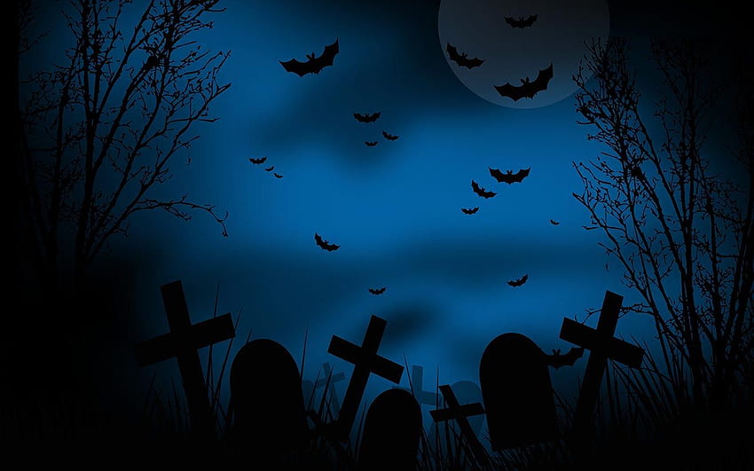 Prediseñadas de espeluznante de Halloween - Halloween, cementerio de Halloween fondo de pantalla