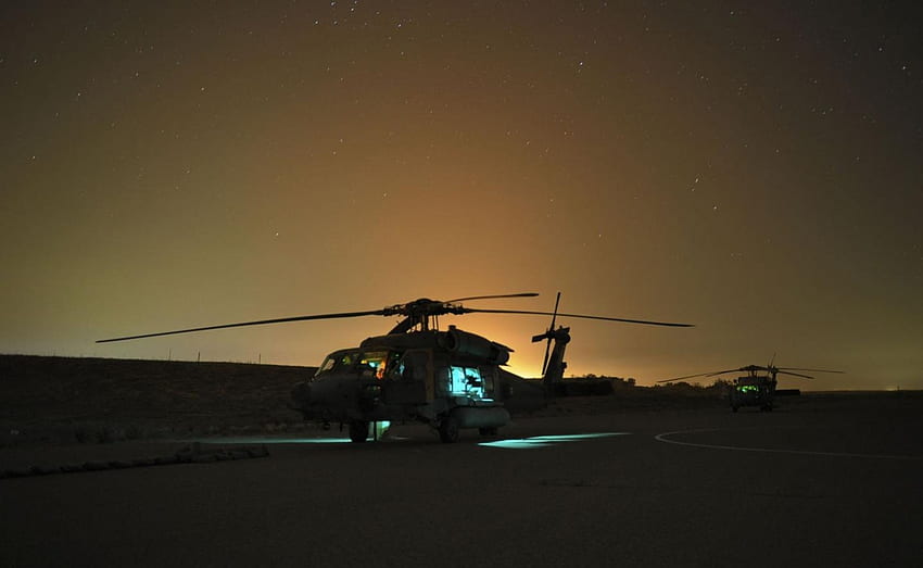 Neon Light Helicopter, neon, elicottero, luce, tramonto Sfondo HD