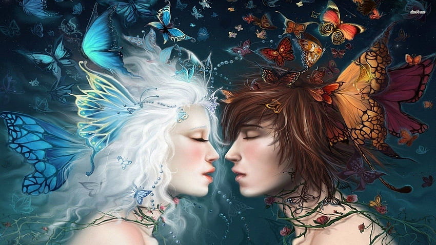 couple fairy woman butterfly love - couple fairy woman HD wallpaper