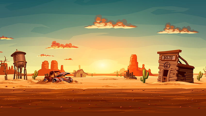 Пустинен фон, анимационна пустиня HD тапет