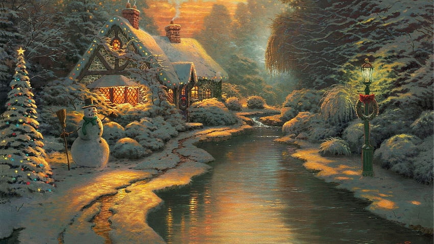 Cottage di Natale, Norvegia Natale Sfondo HD