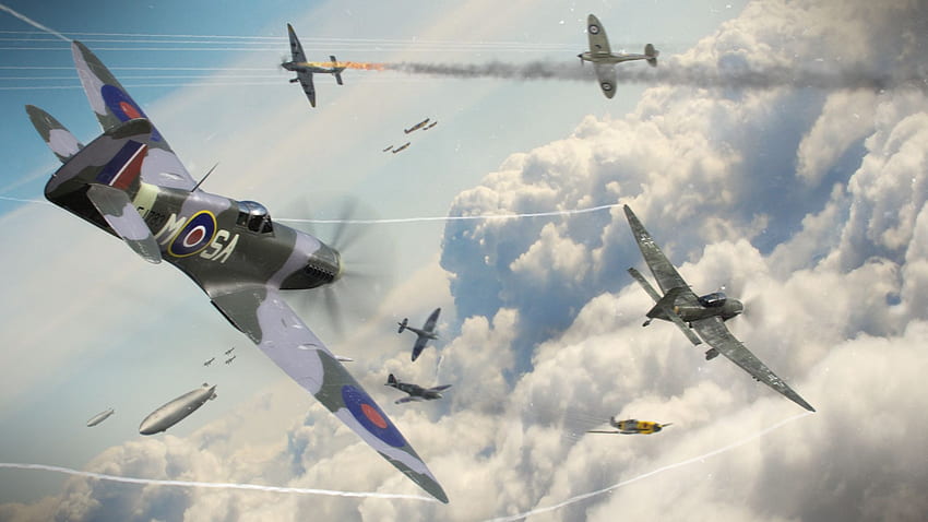 Spitfire Mk - Spitfires en una pelea de perros fondo de pantalla