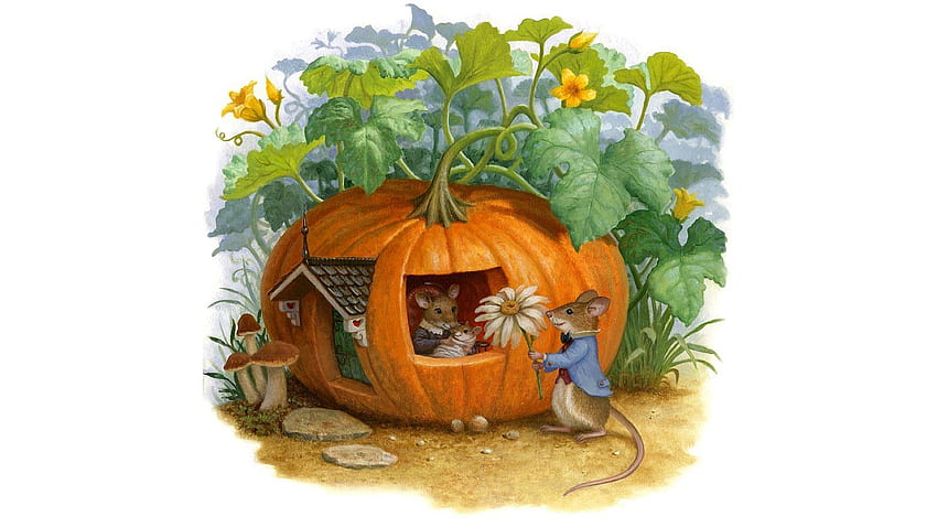 October House, irefos theme, mousse, fantasy, fall, house, Halloween, pumpkin, autumn, Firefox theme HD wallpaper