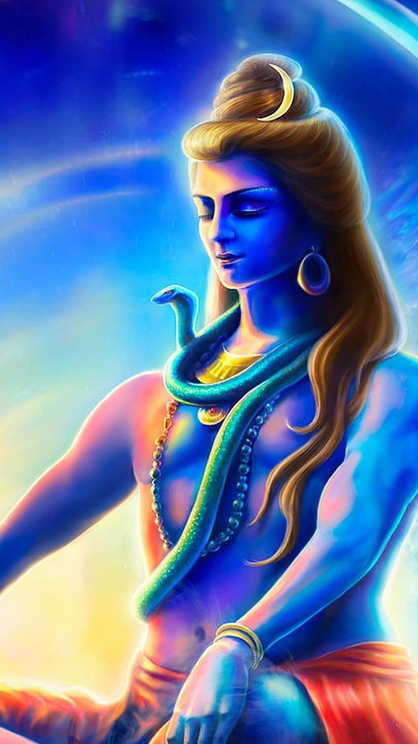 Lord Shiva Live, tema azul, pintura fondo de pantalla del teléfono