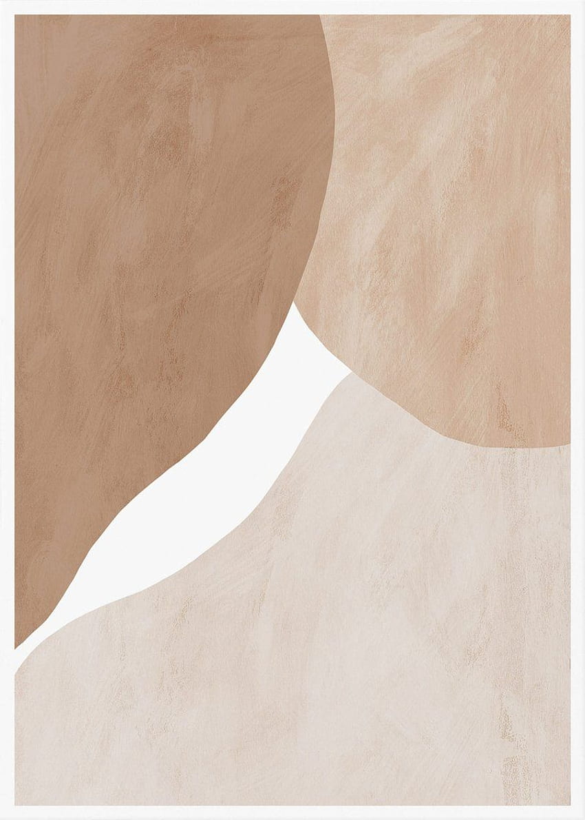 Impresión abstracta de figuras de color beige pálido y marrón, arte de pared abstracto. krem, Lukisan dinding, estetika fondo de pantalla del teléfono