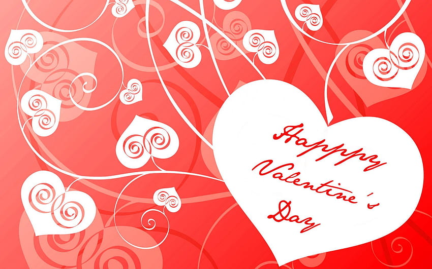 Buon San Valentino!, parole, bianco, arte, san valentino, giorno, astratto, rosso, vettore, felice, cuore Sfondo HD