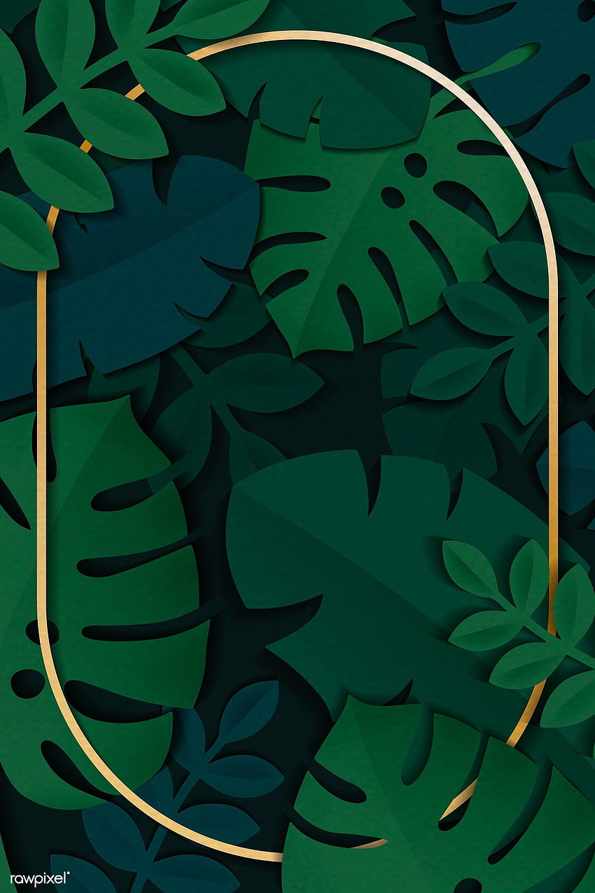 Premium vector of Gold oval frame on a dark green tropical leaves. Vector  background pattern, Green illustration, Flower background HD phone wallpaper  | Pxfuel