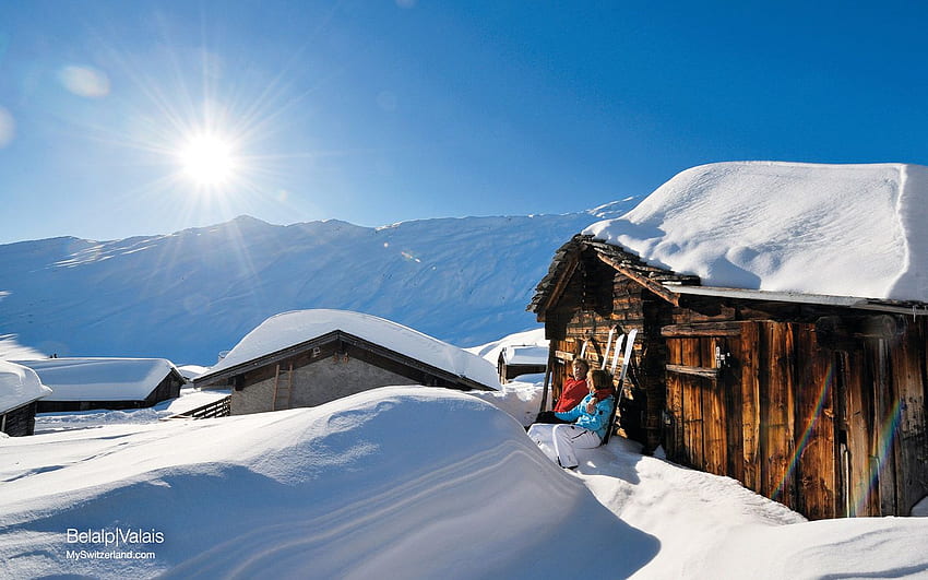 Alpine scenery in the winter HD wallpaper