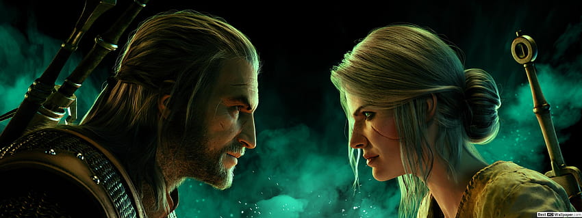 The Witcher 3 - Wild Hunt (Ciri e Geralt de Rivia), Witcher 3 Dual Monitor papel de parede HD