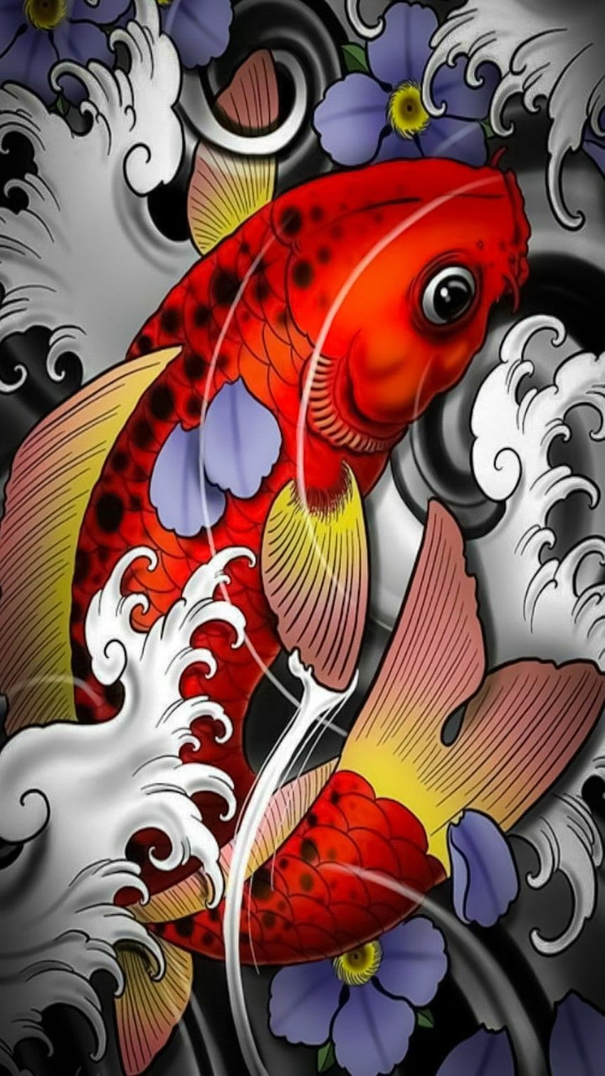 MuchaTseBle em 2021. Arte da tatuagem japonesa, desenho de tatuagem de dragão koi, arte japonesa, arte de peixe Papel de parede de celular HD