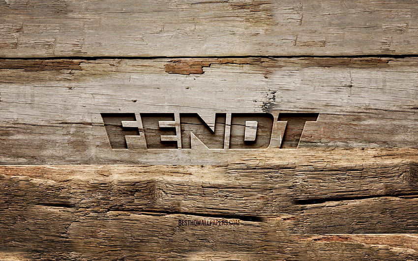 โลโก้ไม้ Fendt พื้นหลังไม้ แบรนด์ โลโก้ Fendt สร้างสรรค์ ไม้แกะสลัก Fendt วอลล์เปเปอร์ HD