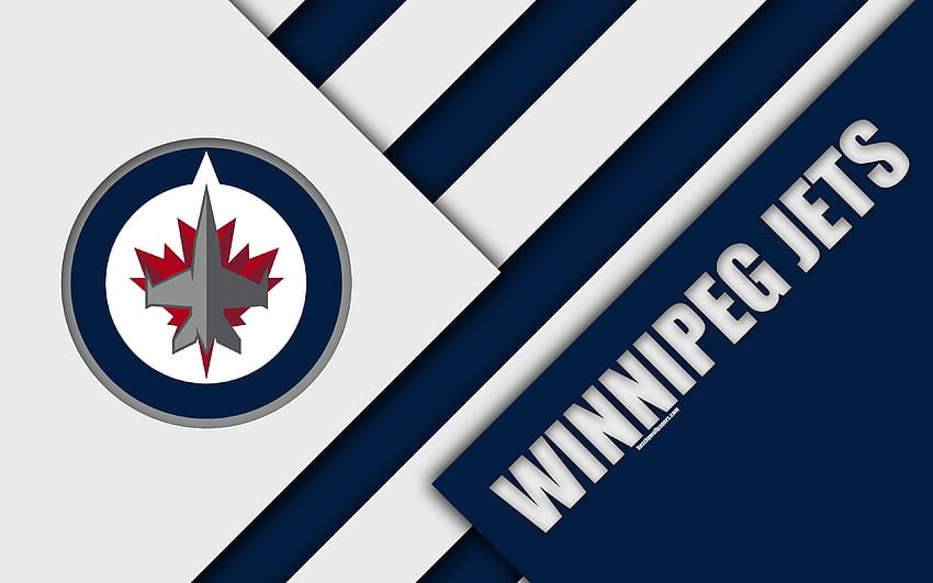 Winnipeg Jets, NHL, , desain material, logo, abstraksi putih biru, garis, klub hoki, Winnipeg, Kanada, AS, Liga Hoki Nasional dengan resolusi . Kualitas tinggi Wallpaper HD