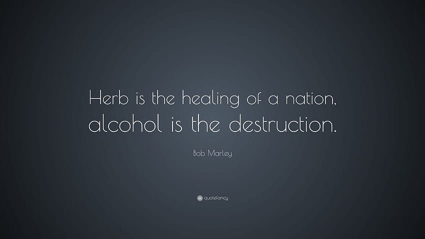 Bob Marley Quote: “Herb is the healing of a nation, alcohol is, Alcohol Quotes HD wallpaper