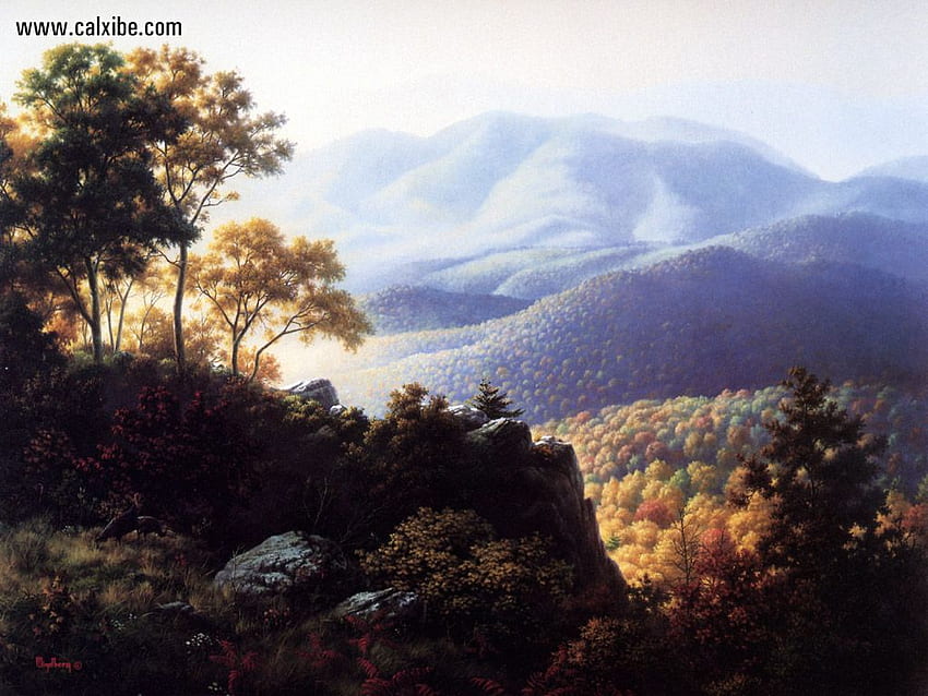 The Flourish of Natures Warna, musim gugur, burung, hutan, gunung Wallpaper HD