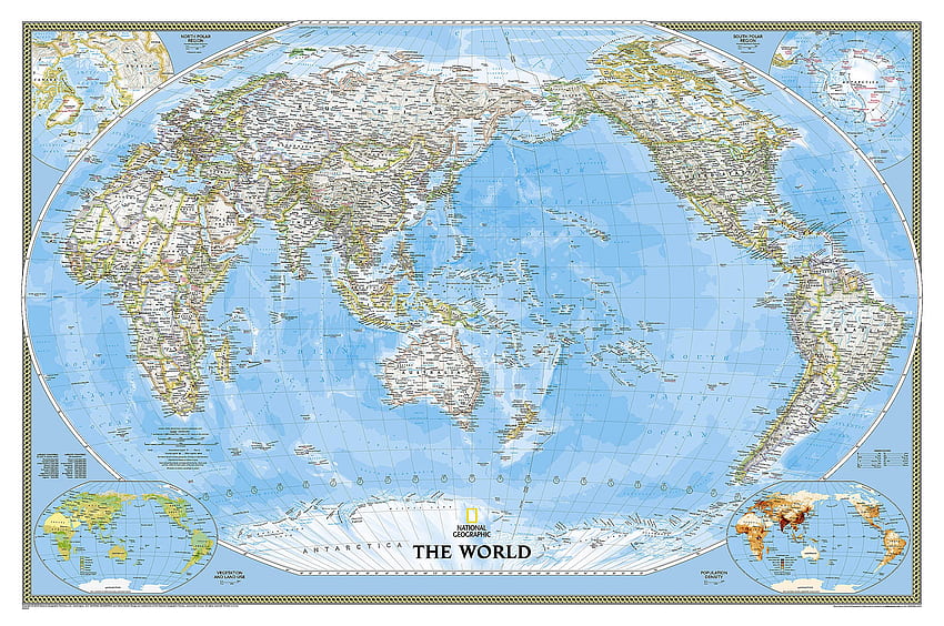 Amazon - National Geographic: World Classic, Pacific Centered Wall Map - Dilaminasi (46 x 30,5 inci) (Peta Referensi Geografis Nasional): Peta Geografis Nasional - Referensi: 0749717123267: Produk Office, Peta Dunia Geografis Nasional Wallpaper HD