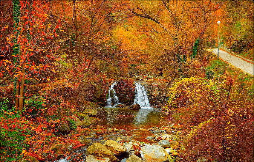 Autumn River, Track, Stones, Autumn, Waterfall HD wallpaper | Pxfuel