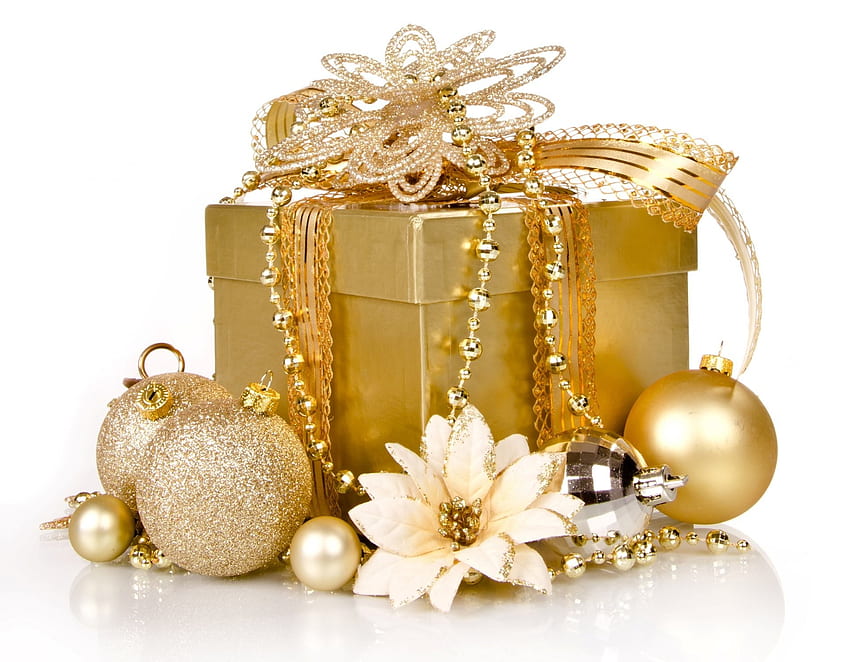 golden xmas merry christmas gift box decoration christmas new year present gold decoration HD wallpaper