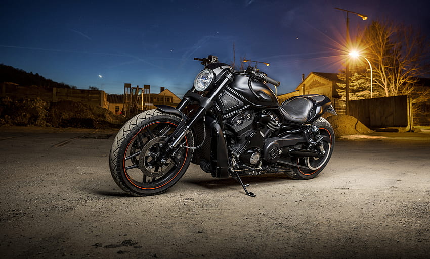 Harley Davidson, мускулест мотоциклет, вечер навън HD тапет
