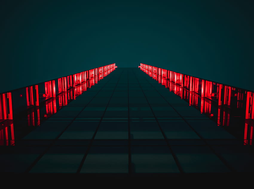 square, street, sky, view, line, neon, urban, color, reflect, night, light, symmetrical, building, skyscraper, , red, glass, reflection, city, grid, City Grid HD wallpaper