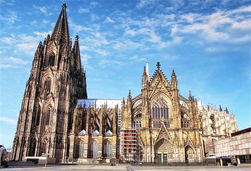 CS ft Hintergrund für den Kölner Dom in Deutschland, Hintergrund, berühmte gotische Architektur, christliche Kuppel, Religion, Kirche, Tourismus, Sightseeing, Studio-Requisiten, Polyester: Kamera und HD-Hintergrundbild