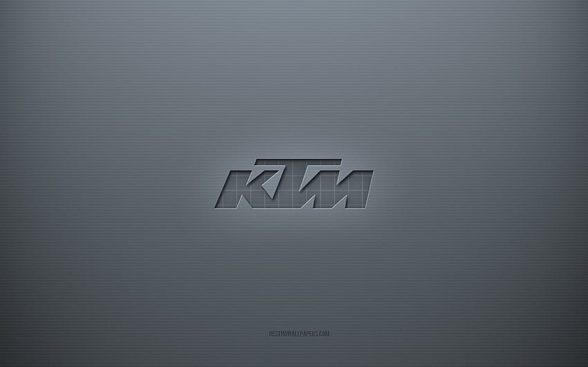 KTM logo, gray creative background, KTM emblem, gray paper texture, KTM, gray background, KTM 3d logo HD wallpaper