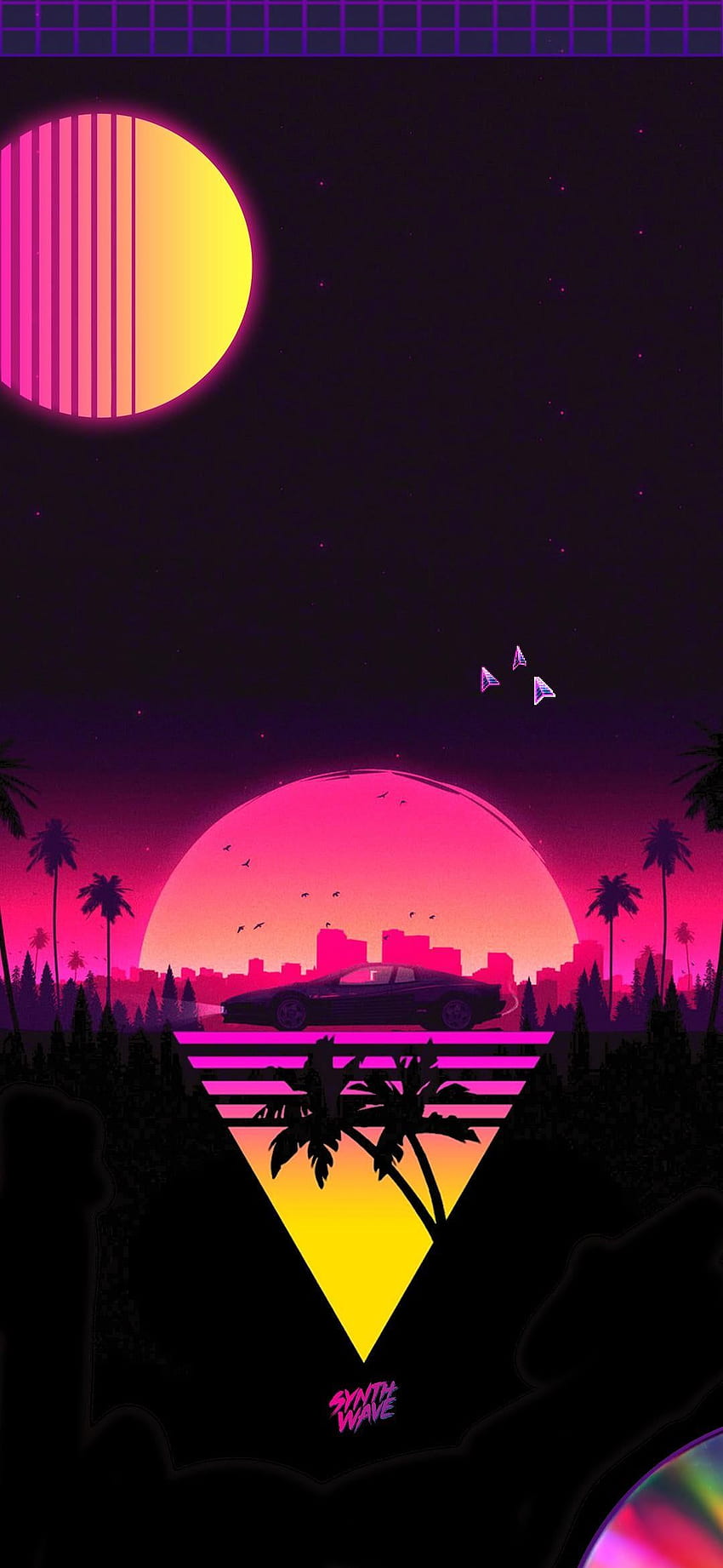 Synth Wave Mobile I designed for my lockscreen, Synthwave HD phone wallpaper