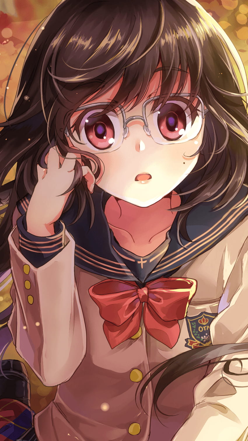 Anime Girl, Glasses, Meganekko, School Uniform HD phone wallpaper | Pxfuel