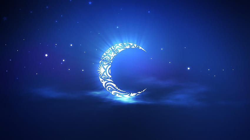 : crescent moon and stars on black background 3D, New Moon HD wallpaper