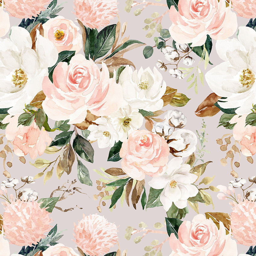 庭のビンテージ マグノリア花柄生地。 キルティングコットン。 Etsy in 2021. Vintage Floral background, Floral fabric, Vintage Floral fabric, Blush Floral HD電話の壁紙