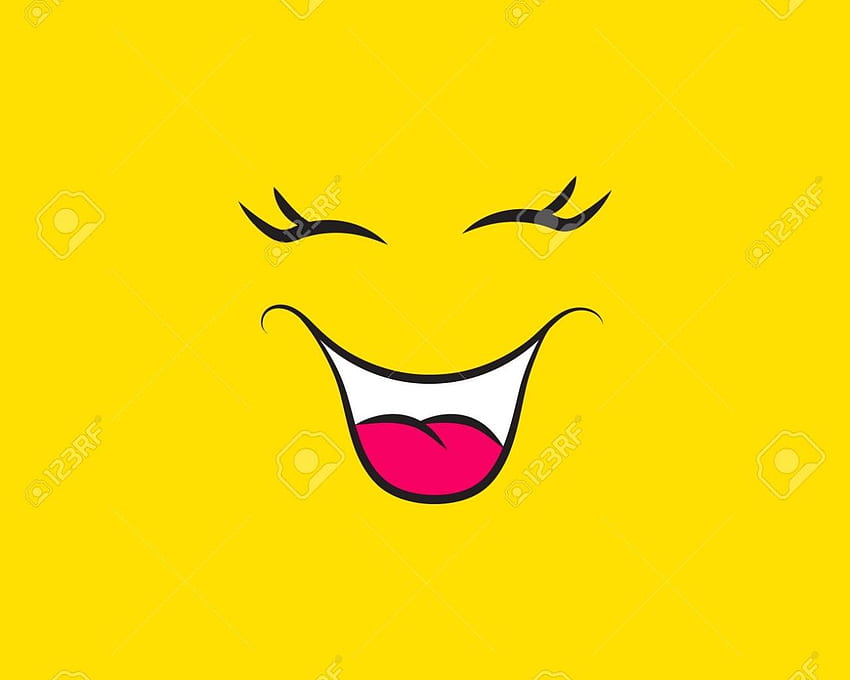 노란색 배경에 있는 재미있는 웃는 얼굴 아이콘, 모바일 및 태블릿용 Emoji Mood[]를 웃고 있습니다. 웃는 얼굴 배경을 살펴보세요. 웃는 얼굴 배경 HD 월페이퍼