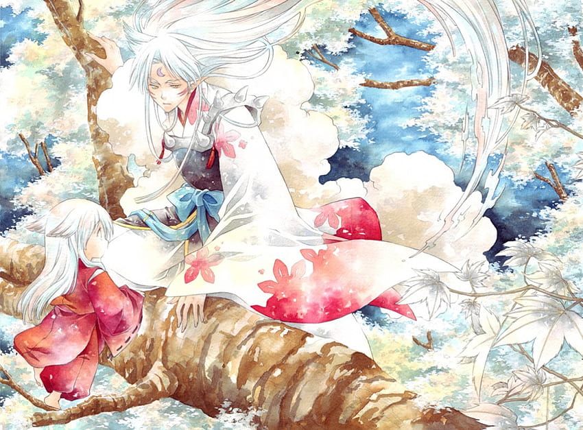 Big Brother And Little Brother, big, sesshomaru, inuyasha, brothers, little HD wallpaper