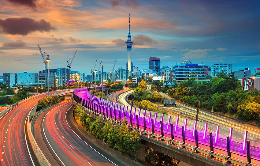 luzes, torre, casa, Nova Zelândia, Auckland para , seção город, Auckland papel de parede HD