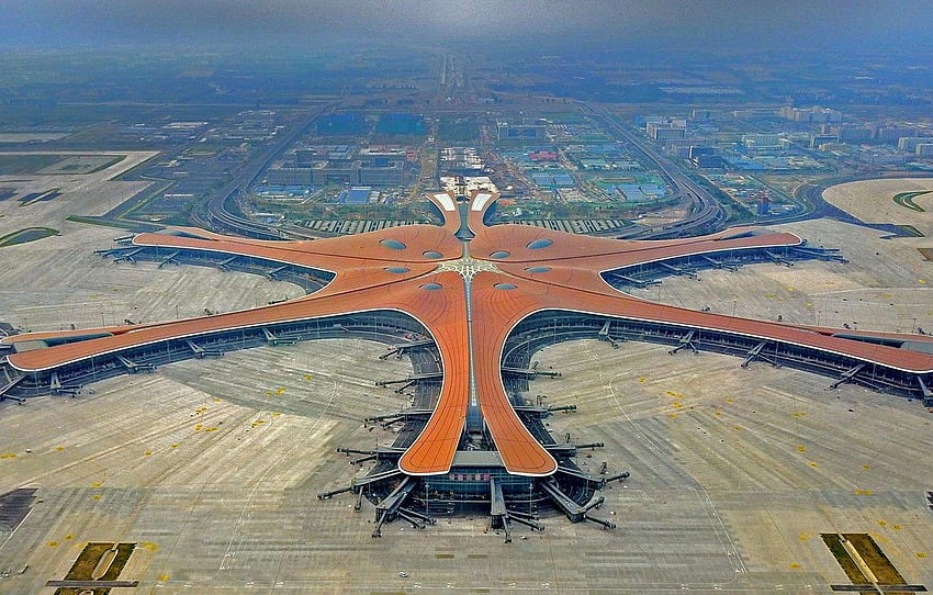 パノラマ、中国、ダウンタウン ドバイは、の北京大興空港、セクション авиация 高画質の壁紙