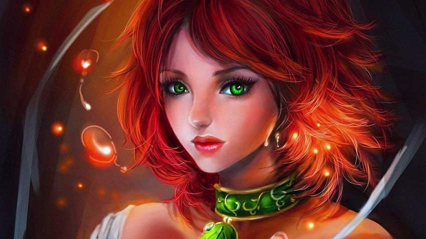 赤い髪のアニメーションの女の子、女の子、アニメ、髪、赤 高画質の壁紙