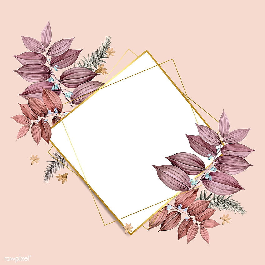 premium vector of Rhombus foliage frame on pastel peach. Floral border design, Vector background pattern, Flower background HD phone wallpaper