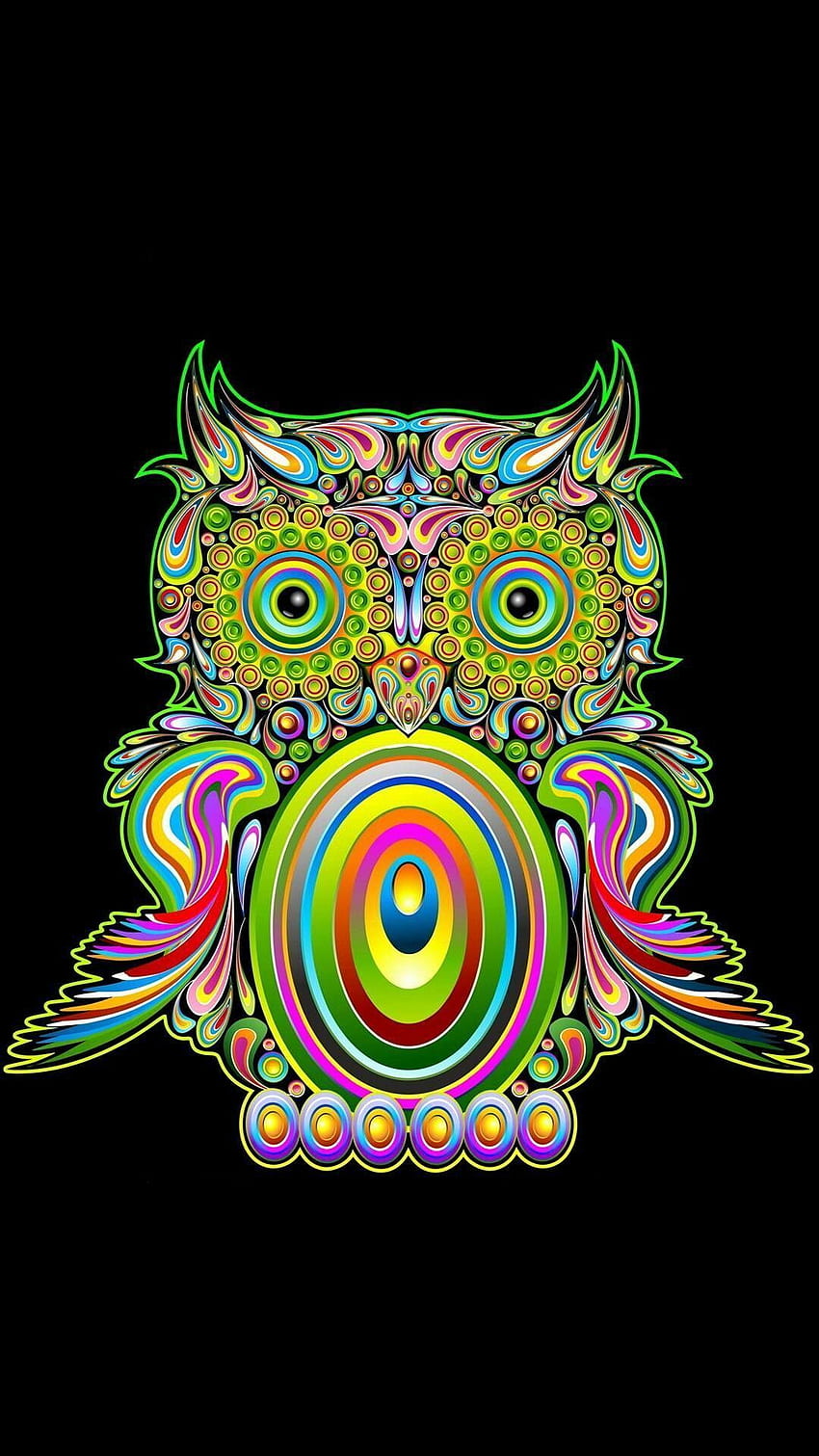 Warna Neon Latar Belakang Ponsel Burung Hantu Lucu Ios - Psychedelic, Trippy Owl wallpaper ponsel HD