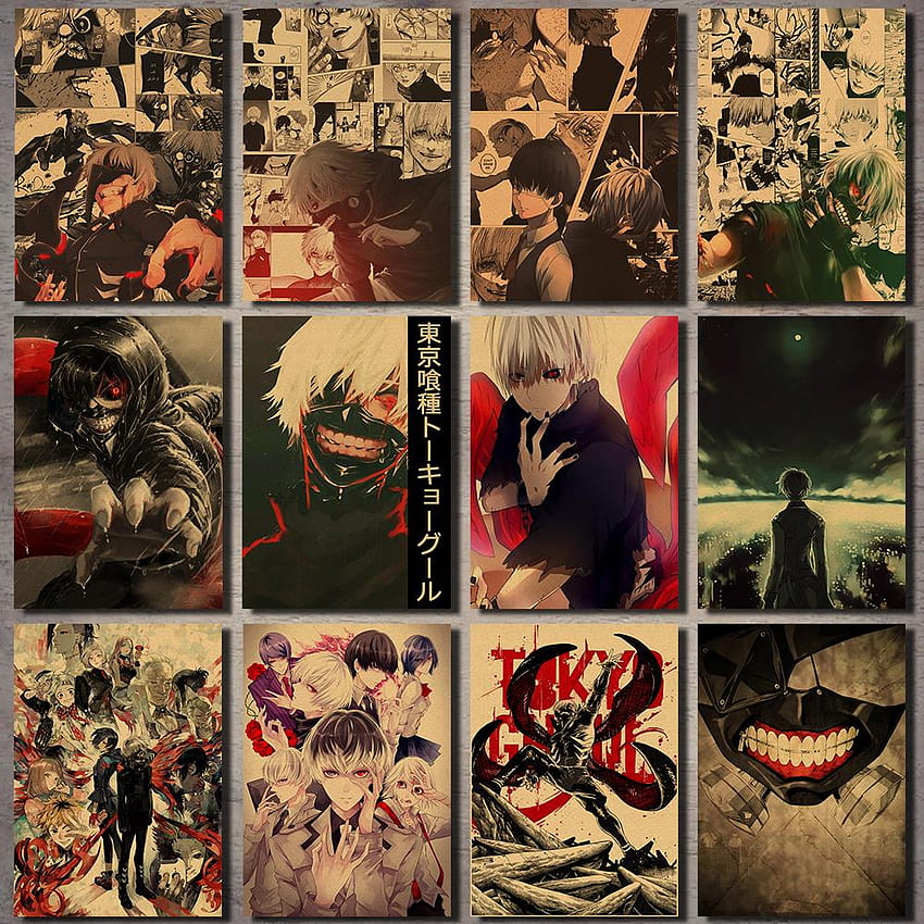 Tokyo Ghoul Anime poster, bar decoration painting, poster, kraft paper poster, vintage wall sticker, painting. Painting & Calligraphy. - AliExpress, Tokyo Ghoul Collage HD phone wallpaper