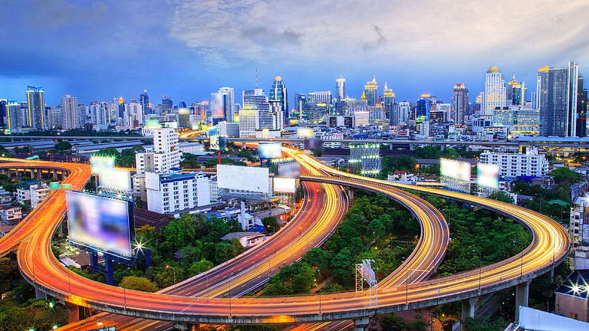 Thailand Bangkok A Popular City Highway Bridge In The Evening HD wallpaper  | Pxfuel