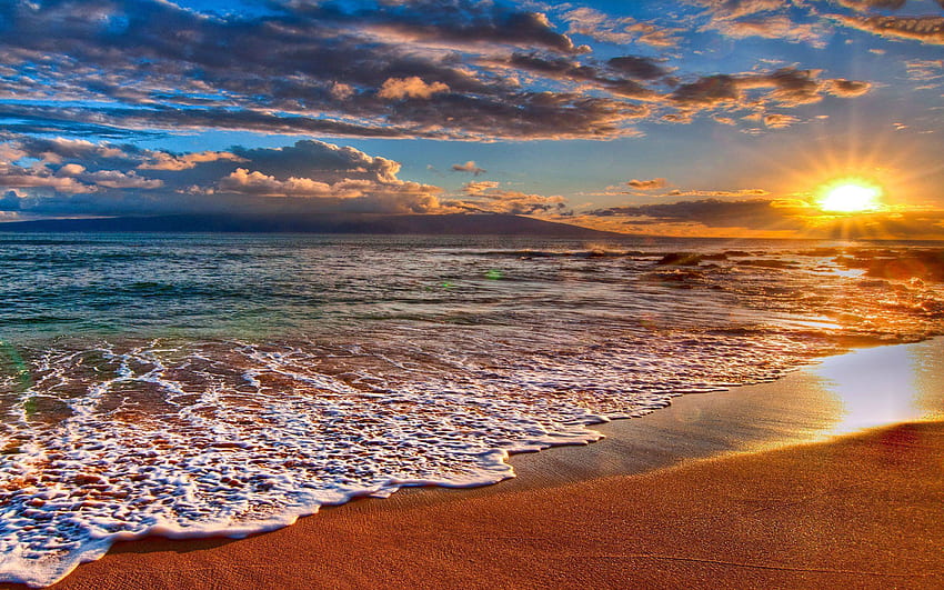 Beach Sunset, Heart Beach Sunset HD wallpaper