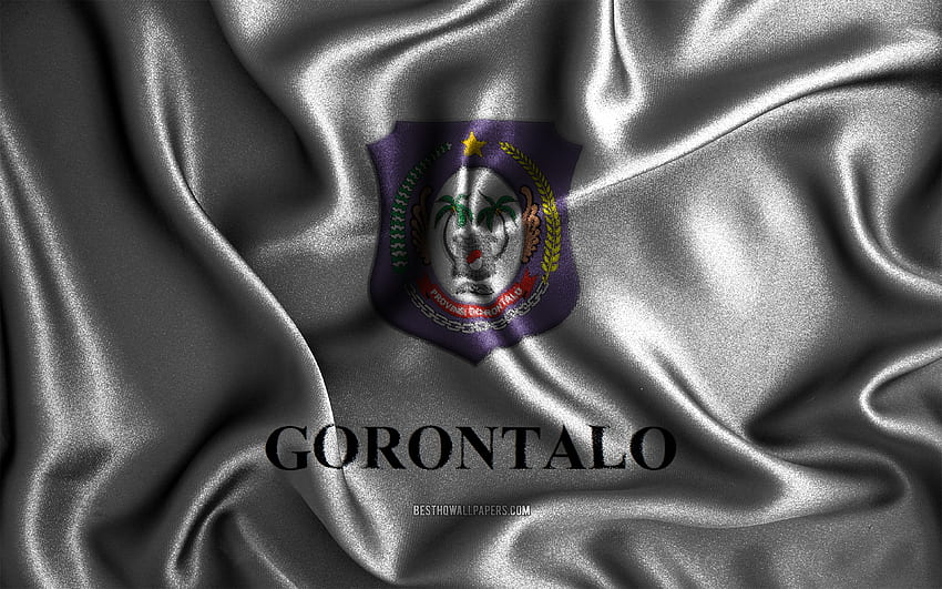 ゴロンタロの旗、絹の波状の旗、インドネシアの州、ゴロンタロの日、布の旗、ゴロンタロの旗、3Dアート、ゴロンタロ、アジア、インドネシアの州、ゴロンタロの3D旗、インドネシア 高画質の壁紙