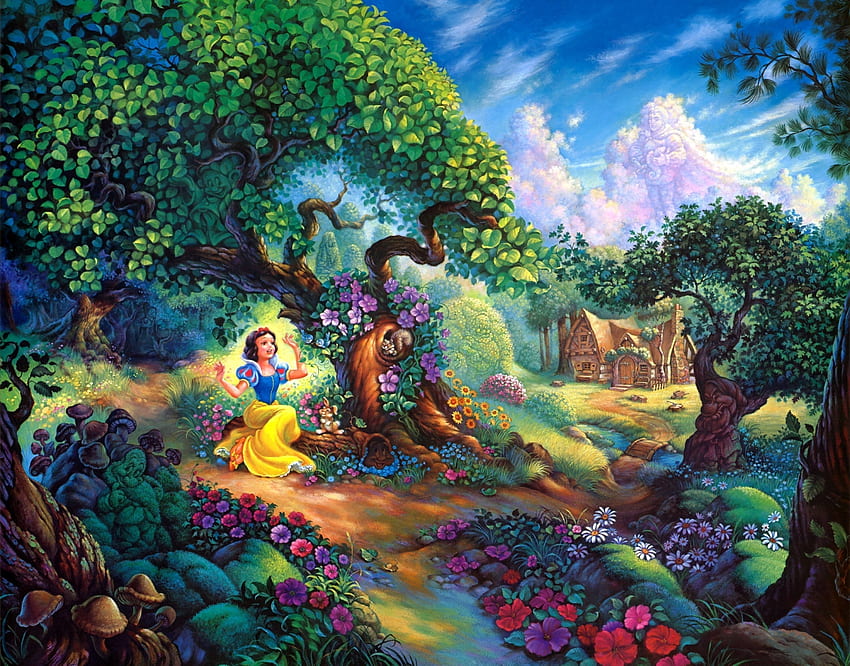 Snow white, Fairy forest, Trees, House, Fairy tale - Cool , Fairy Tree House HD wallpaper