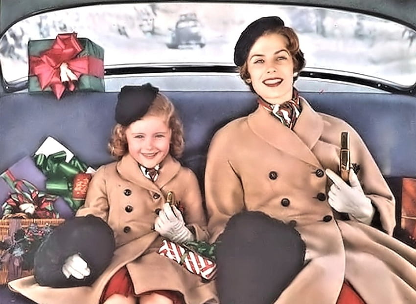 Holiday Shopping, Vintage, Woman, Girl, Holiday HD wallpaper