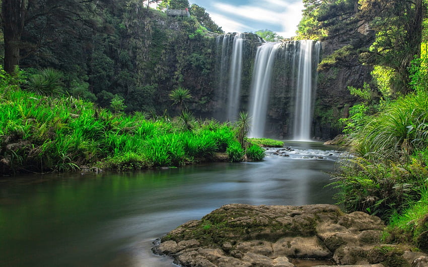 Whangarei Waterfall, Nouvelle-Zélande, Nature, Nouvelle-Zélande, Roches, Chute D'Eau Fond d'écran HD