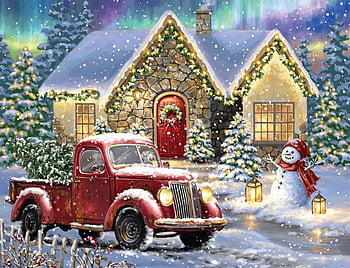 Peel  Stick Wallpaper 9ft x 2ft  Christmas Vintage Trucks Red Buffalo  Check Watercolor Xmas Truck Holidays Winter Tree Black Plaid Custom  Removable Wallpaper by Spoonflower  Walmartcom