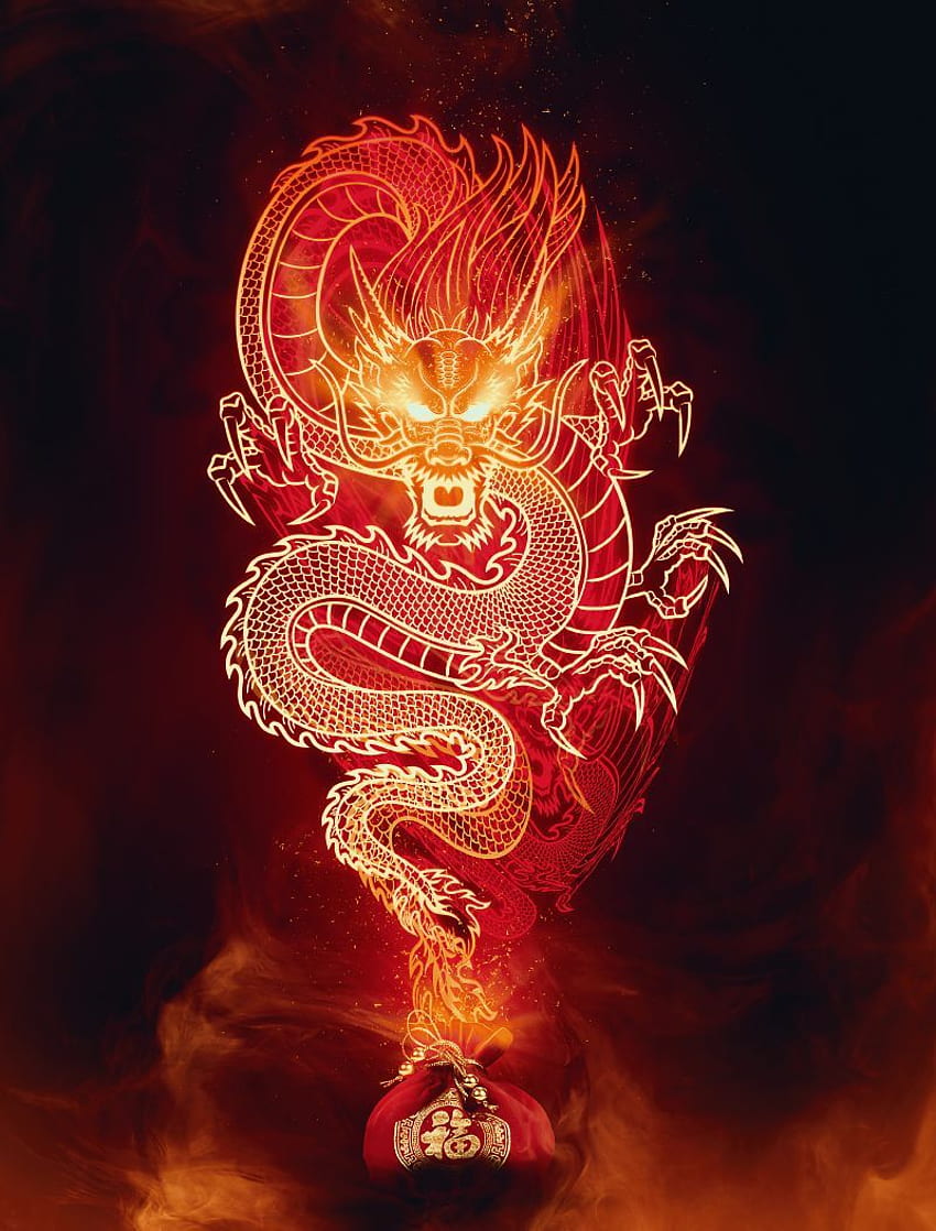 Apprenez à concevoir un dragon de feu chinois en hop. Dragon iphone, dessin de dragon chinois, oeuvre de dragon, dragon chinois doré Fond d'écran de téléphone HD